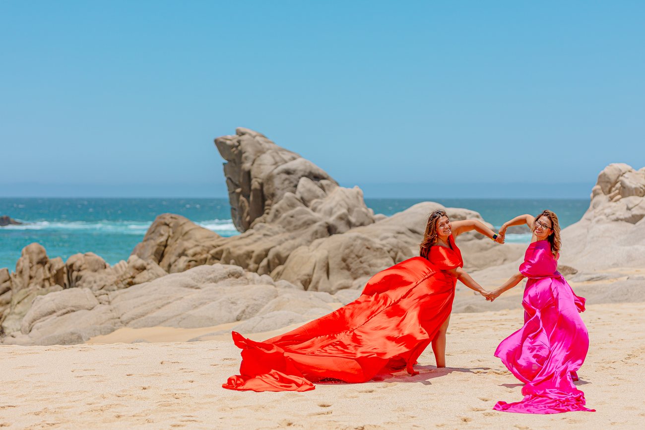 Flying dress photo session in Los Cabos