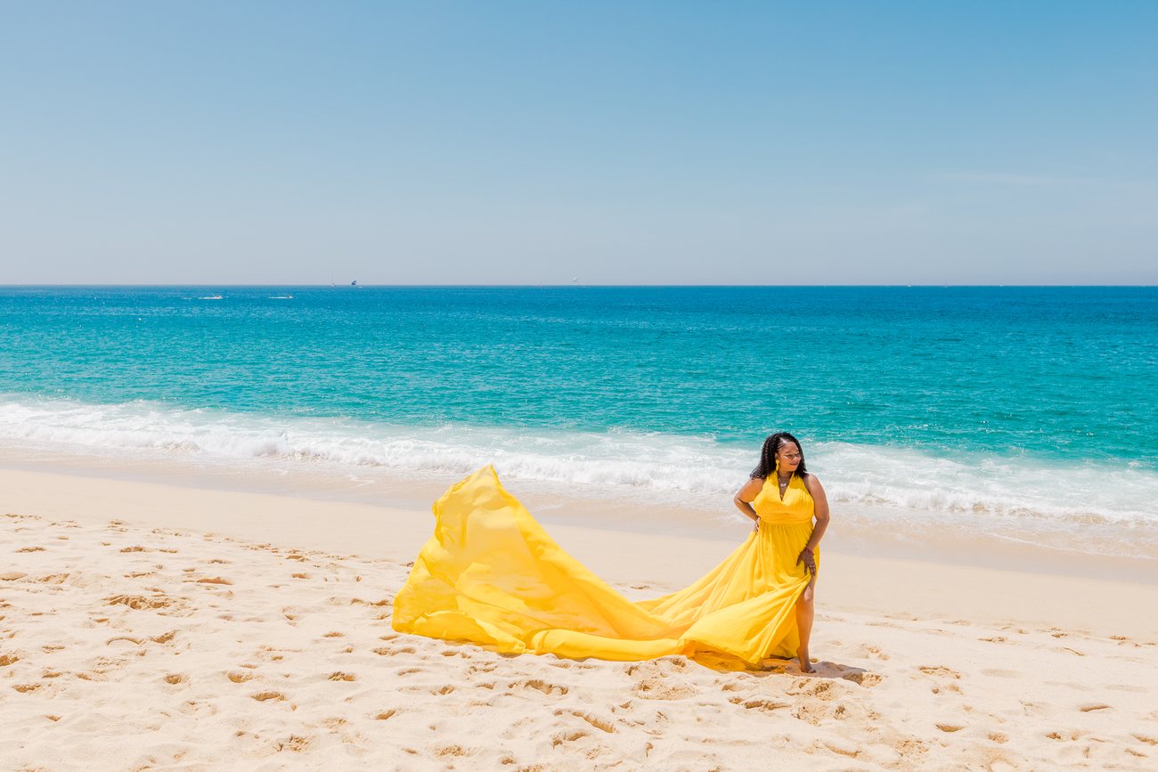 Flying dress photo session in Los Cabos