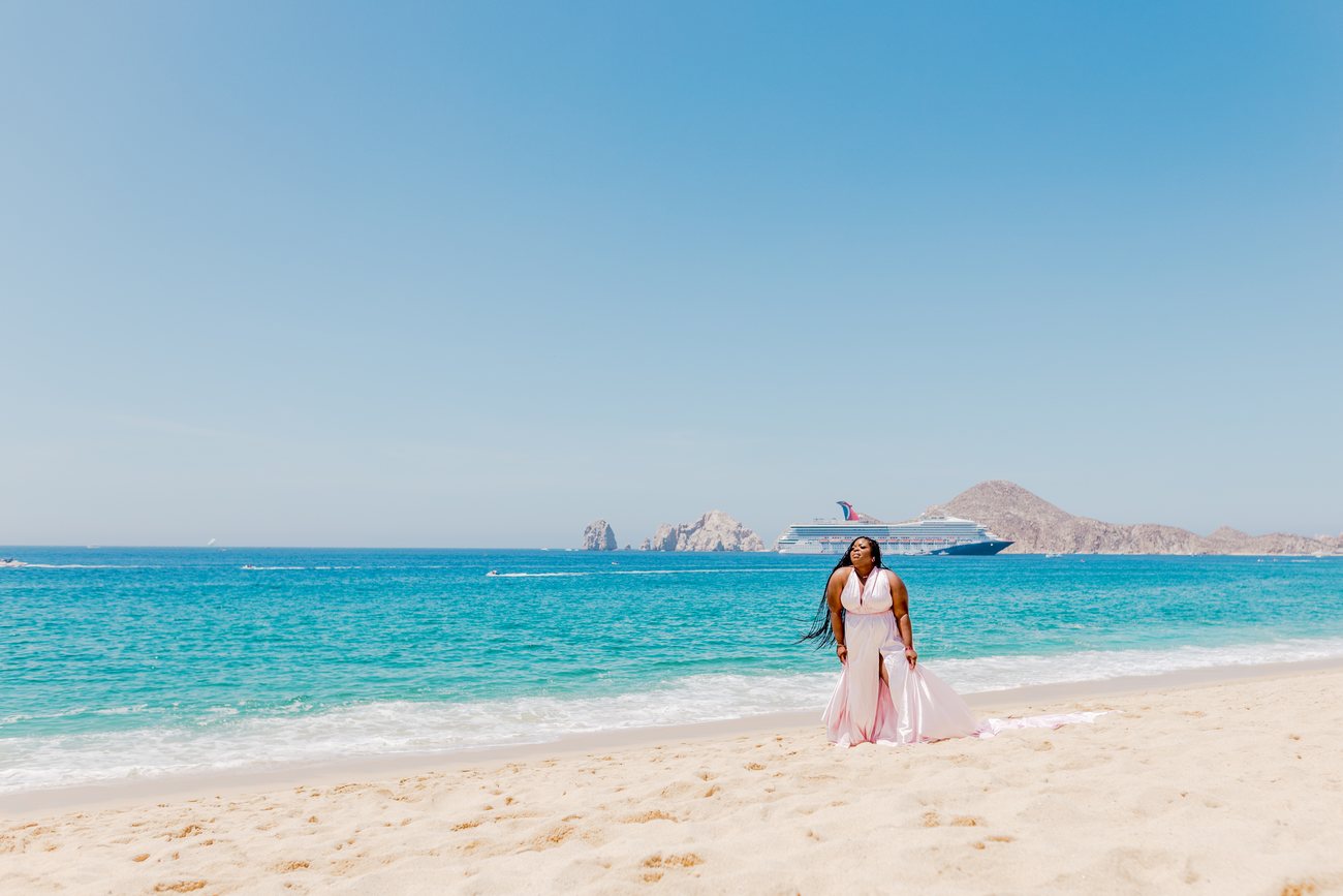 Flying dress photo session in Los Cabos
