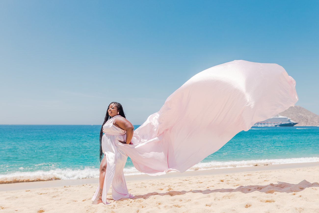 Flying dress photo session in Los Cabos