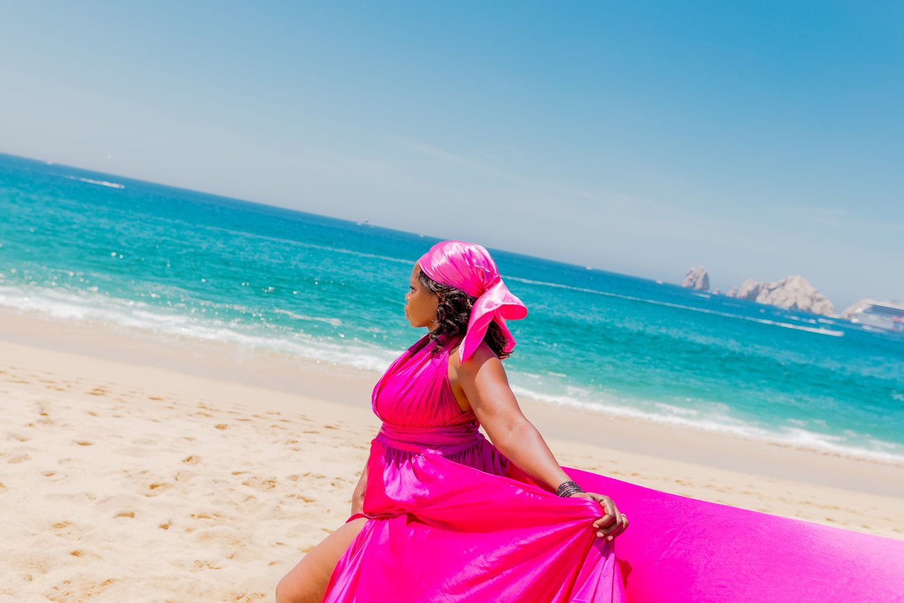 Flying dress photo session in Los Cabos