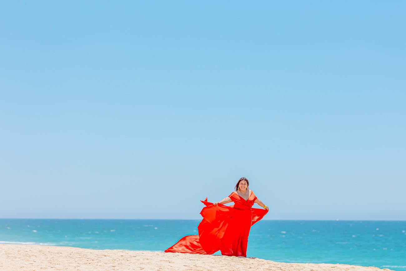Flying dress photo session in Los Cabos
