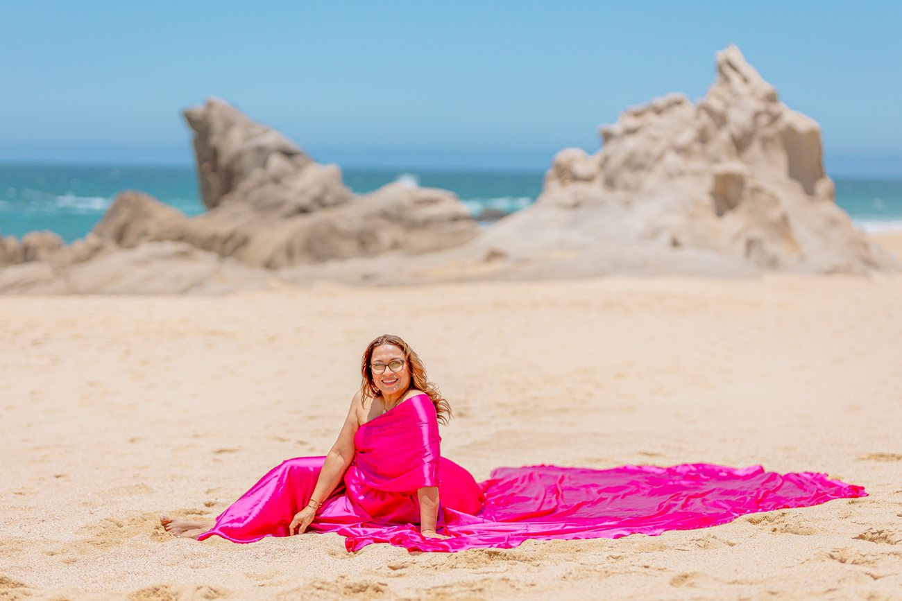 Flying dress photo session in Los Cabos