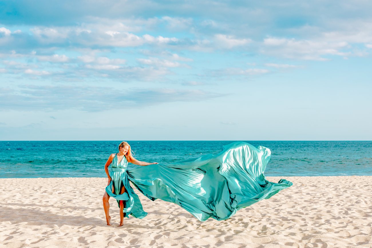 Flying dress photo session in Los Cabos