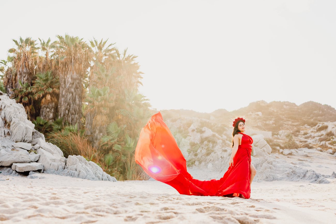 Flying dress photo session in Los Cabos