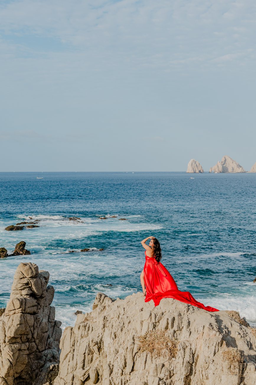 Flying dress photo session in Los Cabos