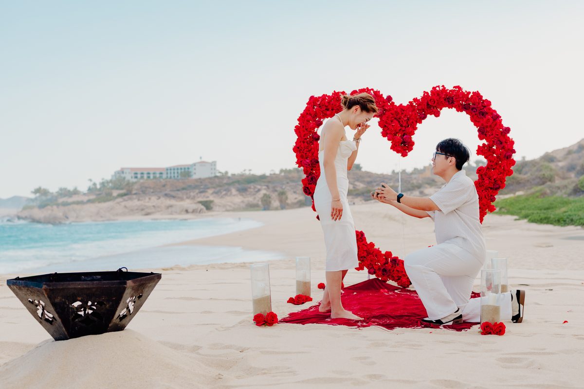 Surprise proposal photography in Los Cabos