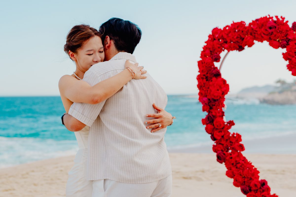 Surprise proposal photography in Los Cabos