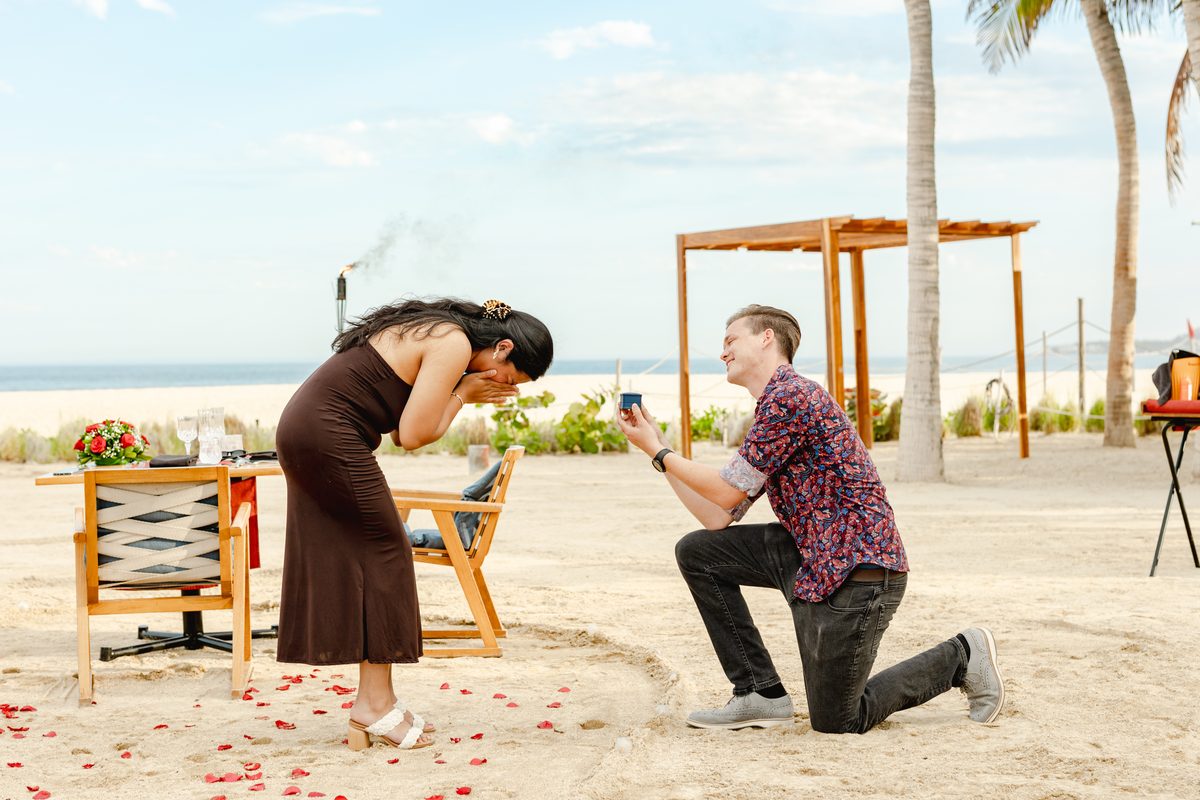 Surprise proposal photography in Los Cabos