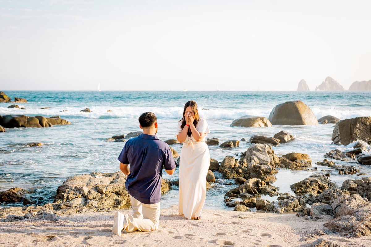 Surprise proposal photography in Los Cabos